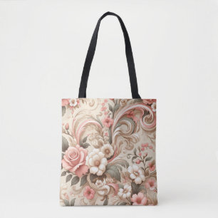 Vintage Rose Garden Scrollwork Tote Bag