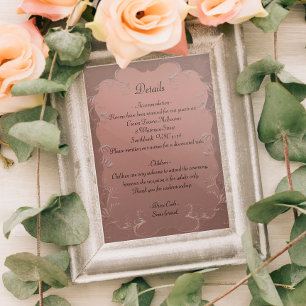 Vintage Rose Gold Damask Wedding Details Enclosure Card