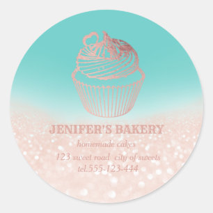 Vintage Rose gold Homemade cupcakes and sweets Classic Round Sticker