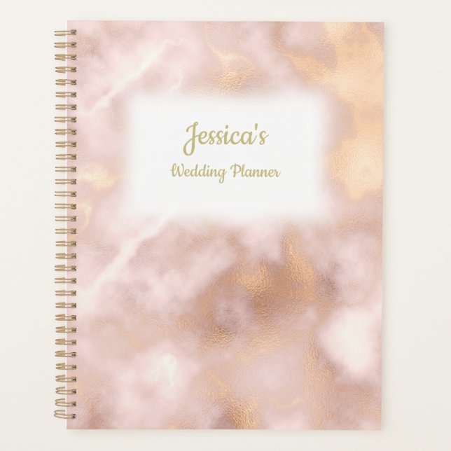 Vintage Rose Gold Marble Wedding Planner (Front)