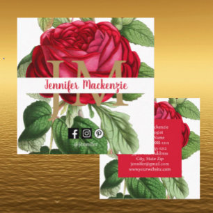 Vintage Rose Gold Pretty Pink  Square Business Card