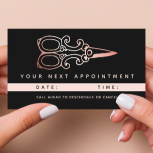 Vintage Rose Gold Scissors Logo Salon Appointment Card