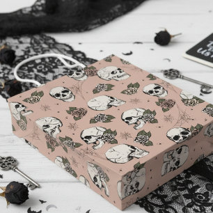 Vintage Rose Gothic Skulls and Roses Halloween Small Gift Bag