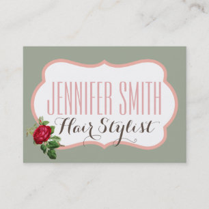 Vintage Rose Green Pink Appointment Hairdresser Card