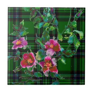 Vintage Rose green plaid Tile