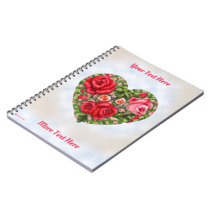 Vintage Rose Heart  Notebook