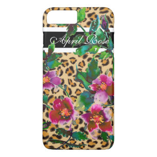 Vintage rose Leopard detail  monogrammed iPhone 8 Plus/7 Plus Case