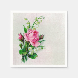 Vintage Rose Lily of the Valley Paper Napkins