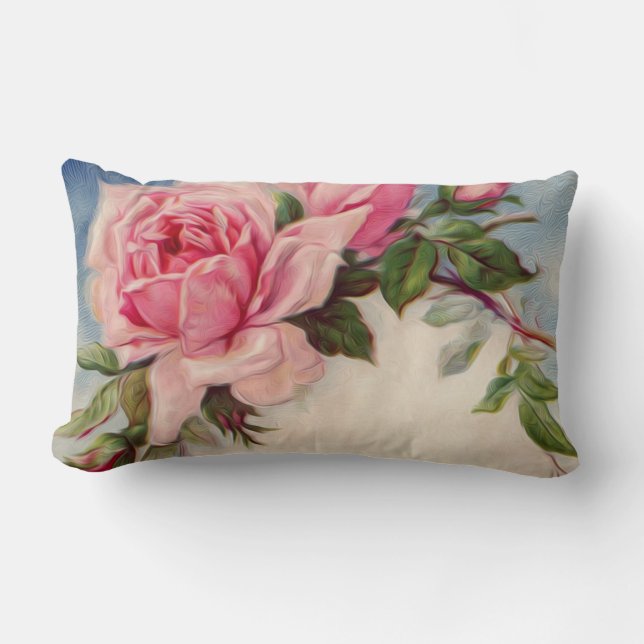 Vintage Rose Lumbar Pillow 13" x 21" (Front)