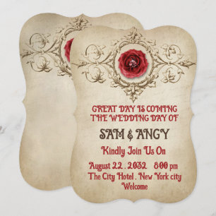 Vintage Rose Mediaeval Elegant Wedding invitation