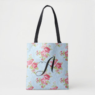 Vintage Rose Monogram Tote. Customisable Tote Bag