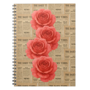 Vintage Rose on Antique Paper Notebook