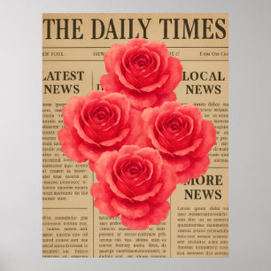 Vintage Rose on Antique Paper Poster