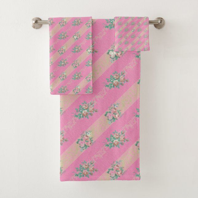 Vintage Rose Pattern - Bath Towel Set  (Insitu)