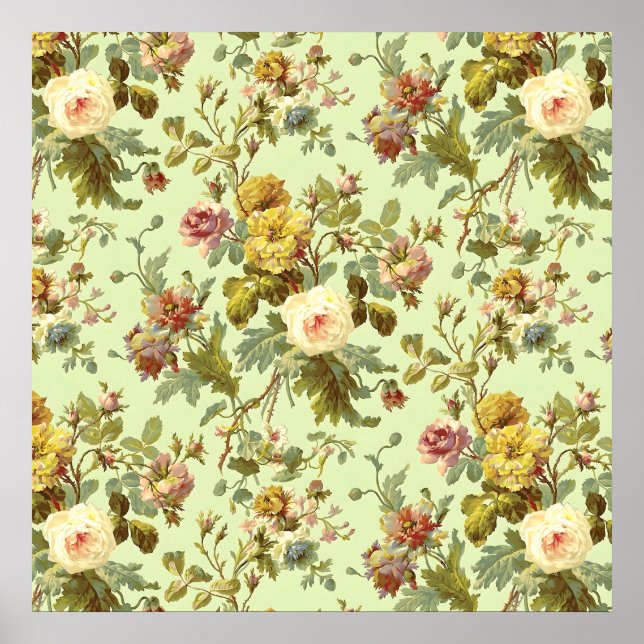  Vintage Rose Pattern Poster (Front)