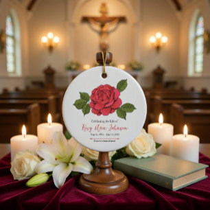 Vintage Rose Peony Sympathy Ceramic Ornament