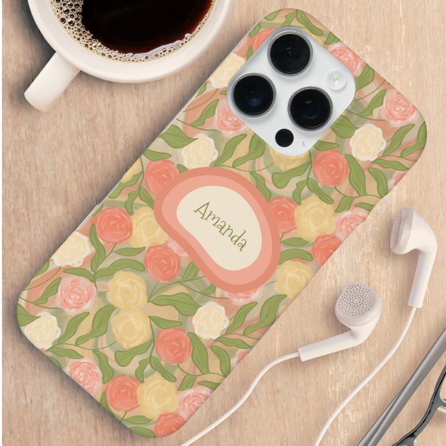 Vintage Rose Personalized Phone Case  (Painterly Floral Personalized Phone Case)
