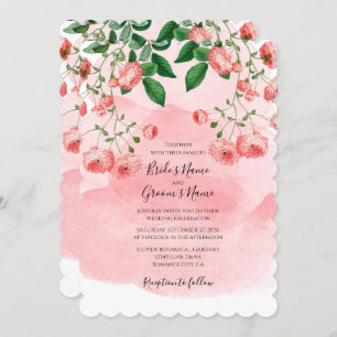 Vintage Rose Pink Floral Botanical Wedding Invitat Invitation
