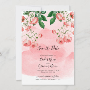 Vintage Rose Pink Floral Botanical Wedding Save The Date