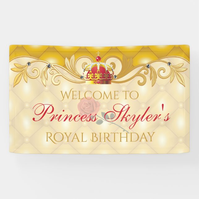 Vintage Rose, Princess Birthday Banner (Horizontal)