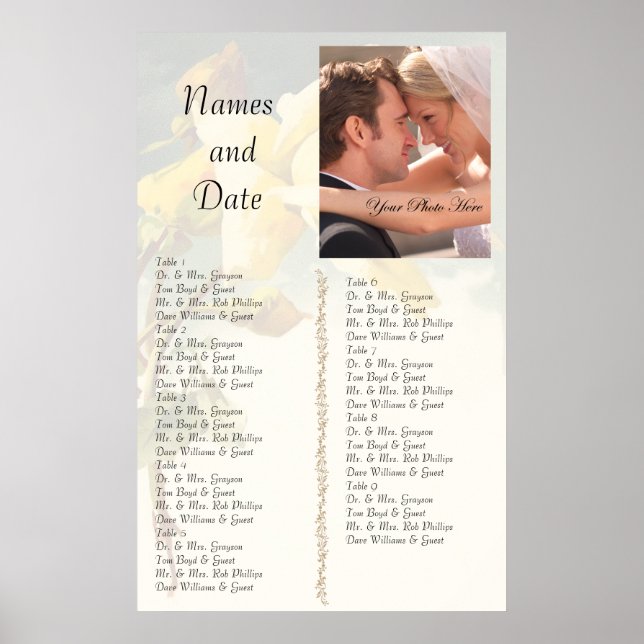 Vintage Rose Reception Seating Chart (Front)