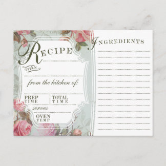Vintage Rose Recipe Cards
