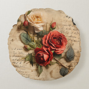 Vintage Rose Round Cushion