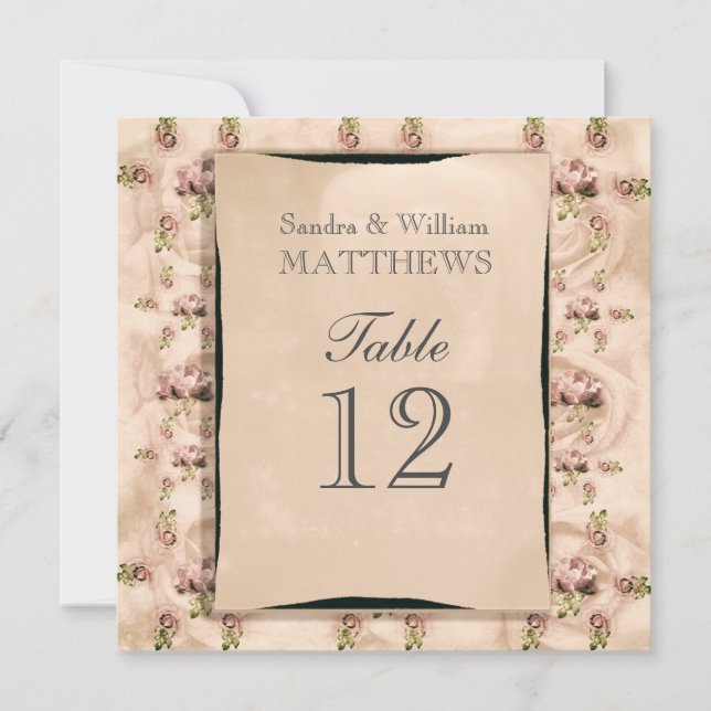 Vintage Rose Save Table Numbers (Front)