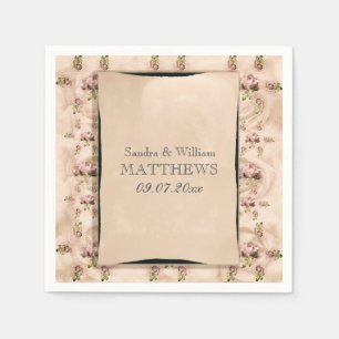 Vintage Rose Save The Date Wedding Napkins