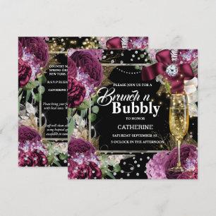 Vintage rose shabby chic bubbly glitter glam invitation