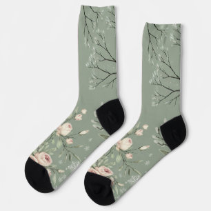 Vintage Rose & Snowflake Design Socks