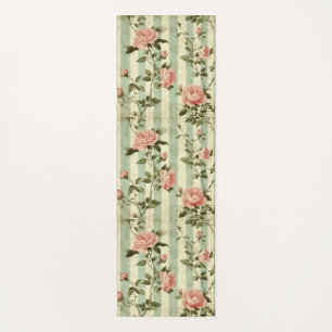 Vintage Rose Stripe Yoga Mat