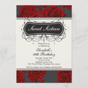 Vintage Rose Sweet Sixteen Birthday Invitation