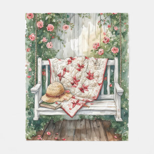 Vintage Rose Swing with Quilt Charm Fleece Blanket