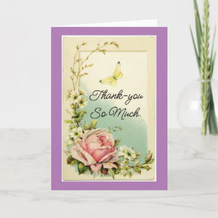 Vintage Rose Thank You Card