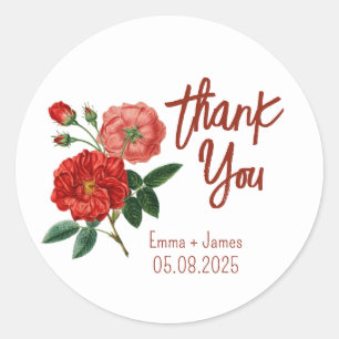 Vintage Rose Thank You Sticker