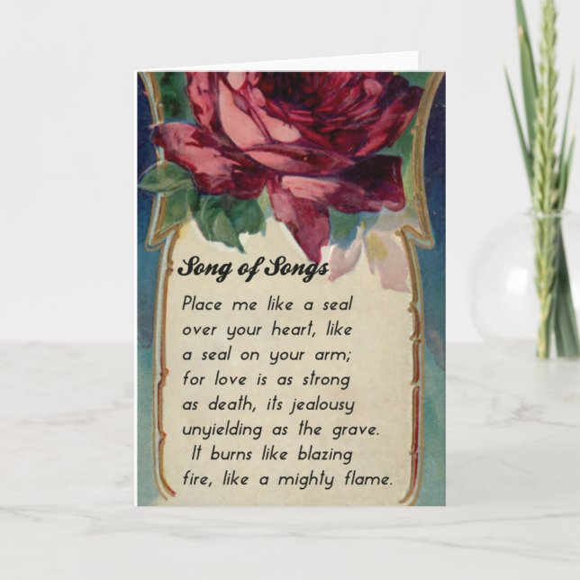 Vintage Rose Valentine's Day Card with Scripture (Front)