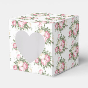 Vintage Rose Wedding Favour Box with Heart Window