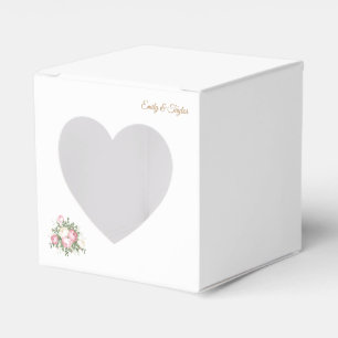 Vintage Rose Wedding Favour Box with Heart Window