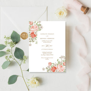 Vintage Rose Wedding Invitation