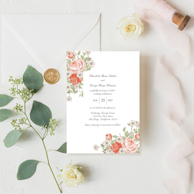 Vintage Rose Wedding Invitation (Creator Uploaded)