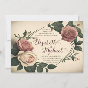 Vintage Rose Wedding Invitation