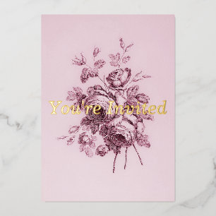 Vintage Rose Wedding Invitation
