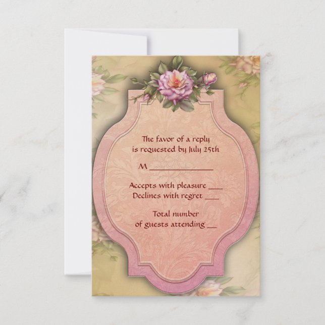 Vintage Rose Wedding Invitation RSVP (Front)