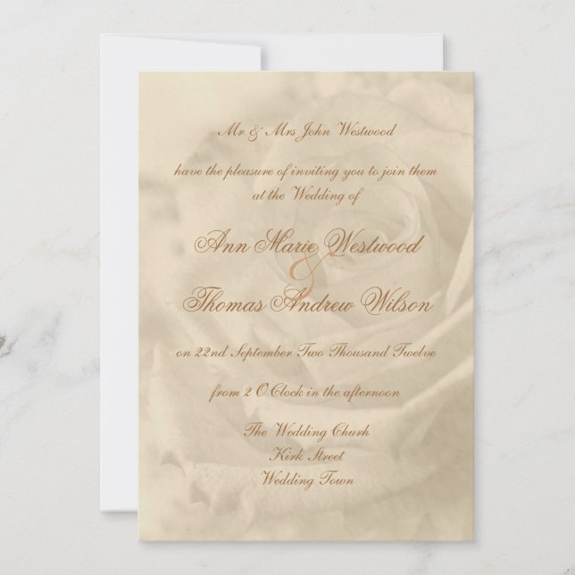 Vintage Rose Wedding Invitations (Front)