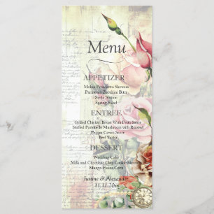 Vintage Rose Wedding Menu