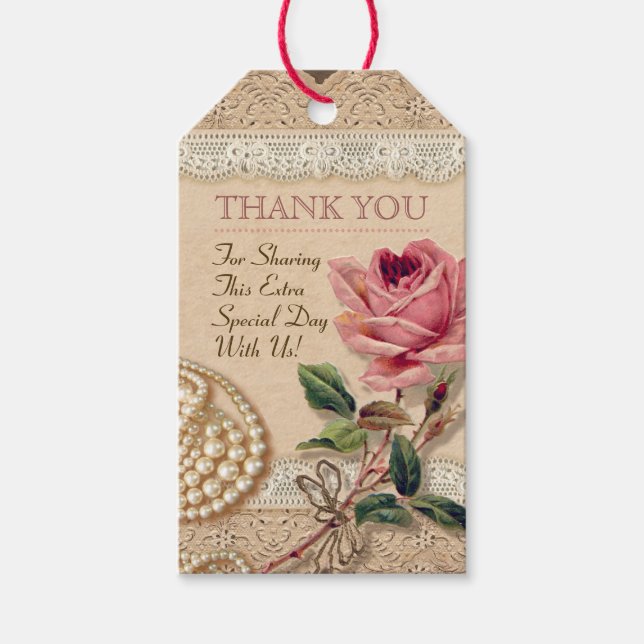 Vintage Rose Wedding / Shower Favour Tags (Front)