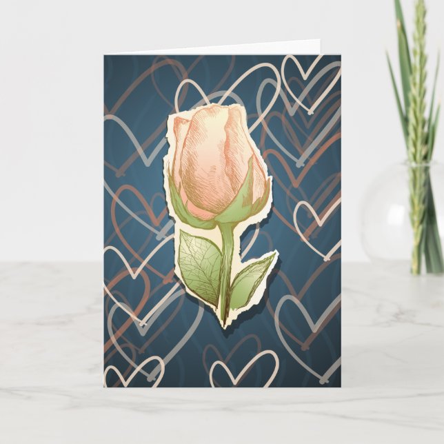 Vintage rosebud, greeting card (Front)
