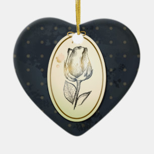 Vintage rosebud in black, ornament