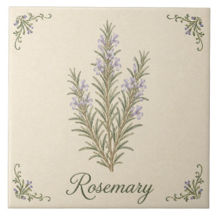Vintage Rosemary Botanical Kitchen Herb Garden Ceramic Tile